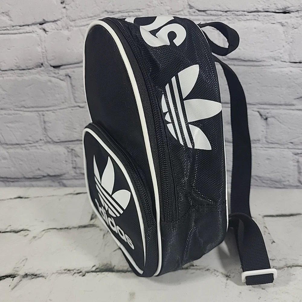Adidas Originals‎ Santiago Black White Mini Backpack Makeup Travel Trefoil Logo